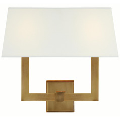 Visual Comfort Signature Collection Chapman & Myers Square Tube Hand-Rubbed Antique Brass Sconce