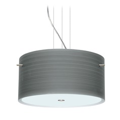 Besa Lighting Tamburo Satin Nickel LED Pendant Light with Drum Shade