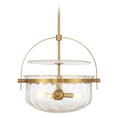 Savoy House Lighting Denmar Warm Brass Pendant Light with Bowl / Dome Shade