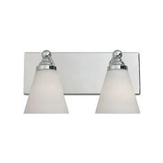 Modern Bathroom Light with White Glass in Chrome Finish