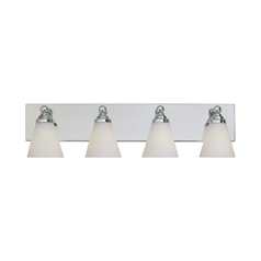 Modern Bathroom Light with White Glass in Chrome Finish