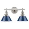Golden Lighting Orwell 18.25-Inch Bath Light in Pewter & Navy Blue by Golden Lighting 3306-BA2 PW-NVY