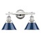 Golden Lighting Orwell 18.25-Inch Bath Light in Chrome & Navy Blue by Golden Lighting 3306-BA2CH-NVY