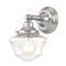 Design Classics Lighting Clear Glass Schoolhouse Sconce Satin Nickel 1 Light 6 Inch Width WC1-09 GC6-CL