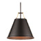 Maxim Lighting Maxim Lighting Trestle Oil Rubbed Bronze & Antique Brass Pendant Light with Conical Shade 25162OIAB