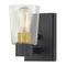 Design Classics Lighting Vashon Wall Sconce in Matte Black & Satin Brass by Design Classics 2101-07 SB GL1027-CLR