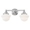 Design Classics Lighting Schoolhouse Bathroom Light Chrome White Opal Glass 2 Light 17 Inch Length WC2-26 GC6