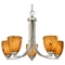 Design Classics Lighting Chandelier with Brown Art Glass in Satin Nickel Finish 584-09 GL1001MB