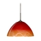 Besa Lighting Modern Pendant Light Red Glass Bronze by Besa Lighting 1JT-4201SL-BR