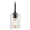 Design Classics Lighting Black Cylinder Clear Glass Mini Pendant 581-07 GL1040C