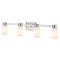 Design Classics Lighting 4-Light White Art Glass Vanity Light Satin Nickel 2104-09 GL1020D