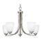 Design Classics Lighting Dalton 5-Light Chandelier in Satin Nickel with White Modern Bell Glass 584-09 GL1028MB