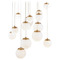 Modern Forms by WAC Lighting Modern Forms Pisces Aged Brass LED Multi-Light Pendant with Globe Shade PD-34415R-AB
