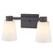 Design Classics Lighting 2-Light White Glass Bathroom Vanity Light Bronze 2102-220 GL1055