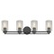 Design Classics Lighting Industrial Ice Glass Bathroom Light Black 4 Lt 704-07 GL1060C