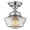 Design Classics Lighting 8-Inch Schoolhouse Chrome Clear Glass Semi-Flush Ceiling Light FAS-26 / GA8-CL