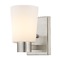 Design Classics Lighting Satin White Glass Sconce Satin Nickel 2101-09 GL1027