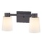 Design Classics Lighting 2-Light White Glass Bathroom Vanity Light Bronze 2102-220 GL1027