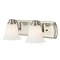 Design Classics Lighting 2-Light Bath Bar in Satin Nickel with White Bell Glass 1202-09 GL9222-WH