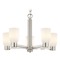 Design Classics Lighting White Art Glass Chandelier Satin Nickel 5 Lights 2105-09 GL1020D